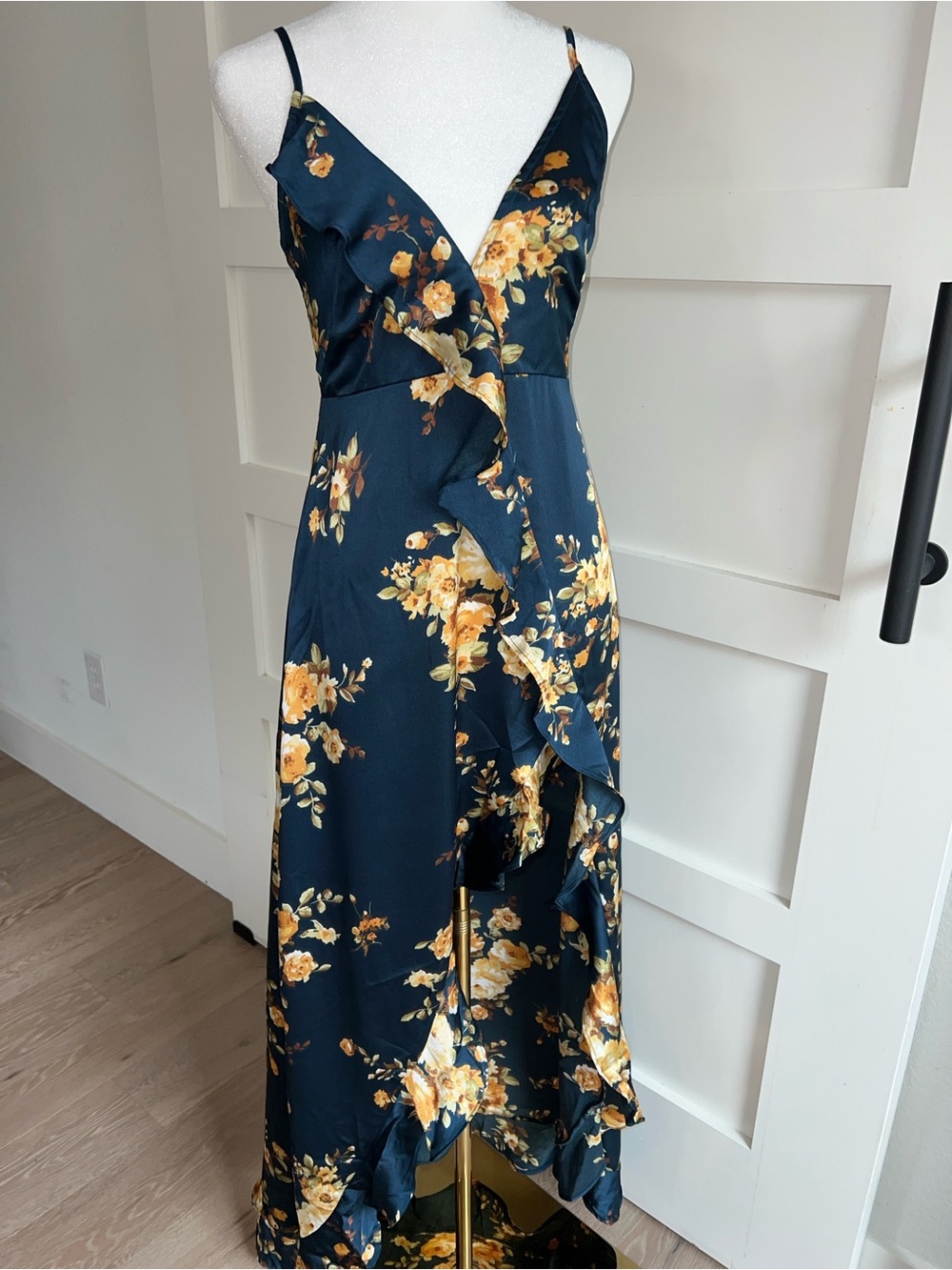 Dress Forum Floral Wrap Maxi Dress with Yellow Bloom
